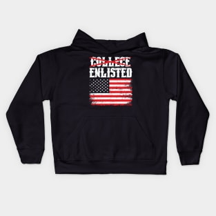 College Enlisted - usa flag Kids Hoodie